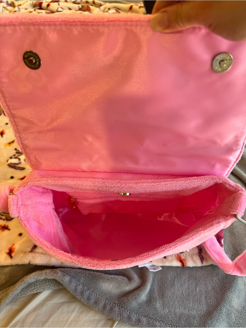 Pink Plush Shoulder Bag - Brand Unknown